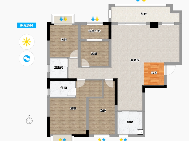 湖南省-长沙市-福晟钱隆公馆-118.44-户型库-采光通风