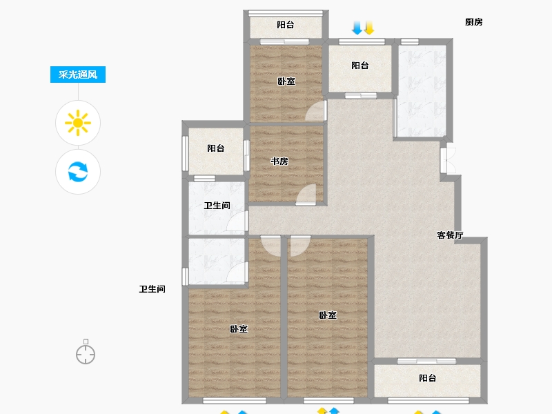 河南省-开封市-宝业龙湖御城-126.18-户型库-采光通风