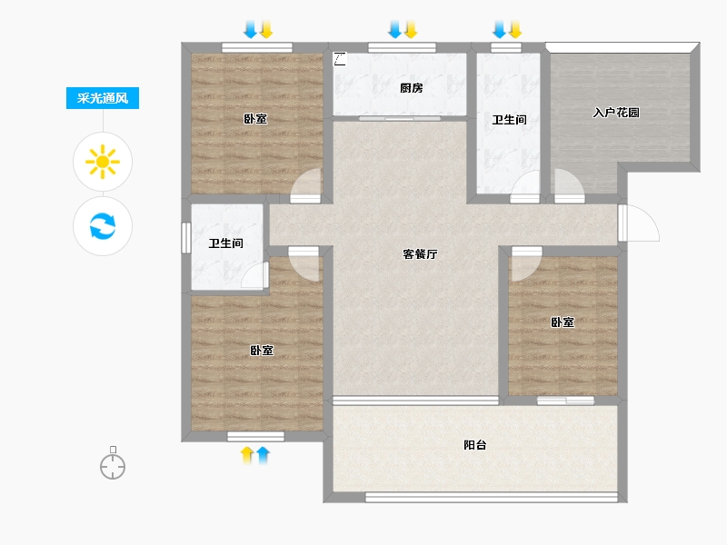 河南省-濮阳市-汇升•珑玺台-115.68-户型库-采光通风