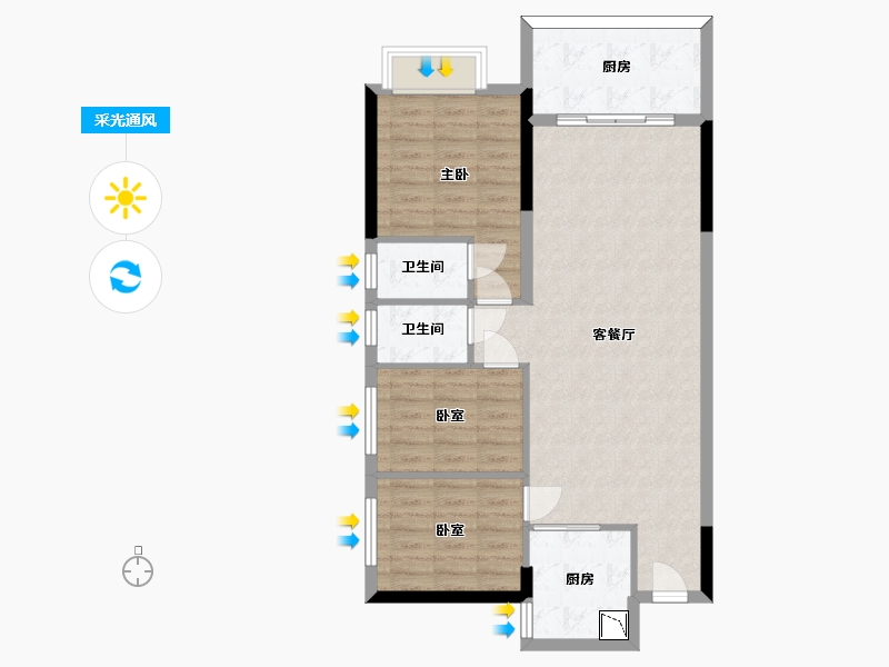 广东省-惠州市-力天金域豪庭-84.27-户型库-采光通风