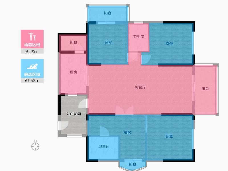 湖北省-武汉市-南国明珠四期-127.39-户型库-动静分区