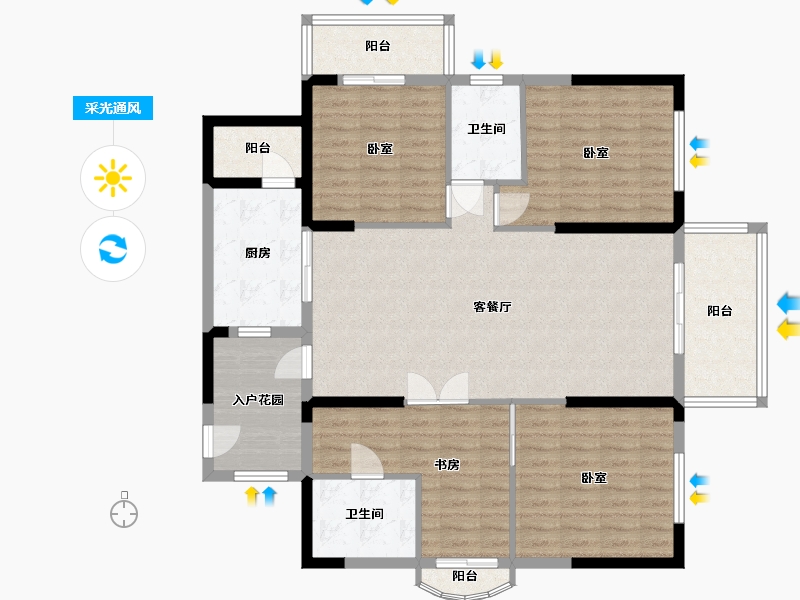 湖北省-武汉市-南国明珠四期-127.39-户型库-采光通风