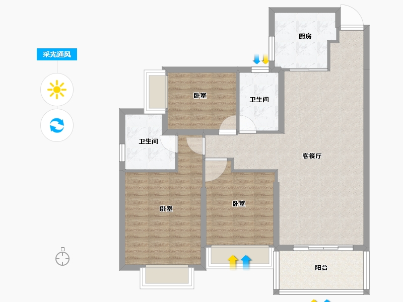 广东省-江门市-江门恒大悦珑湾-97.81-户型库-采光通风