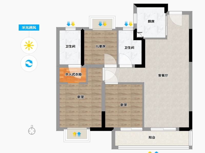 湖北省-武汉市-中南拂晓城-78.00-户型库-采光通风