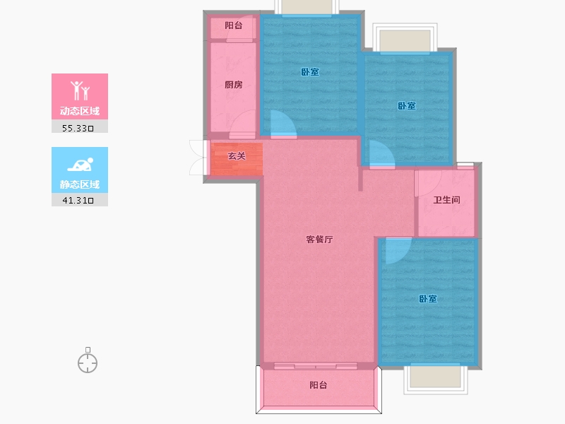 河南省-信阳市-西城公馆-86.59-户型库-动静分区