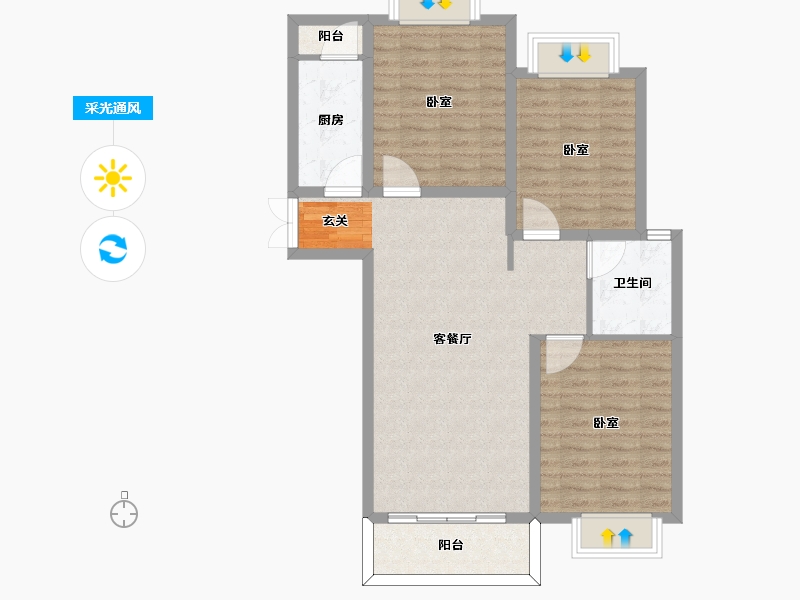 河南省-信阳市-西城公馆-86.59-户型库-采光通风