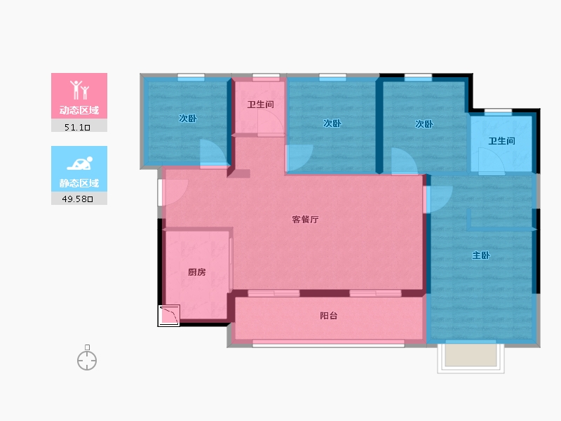 广东省-惠州市-惠阳恒大棕榈岛-90.00-户型库-动静分区