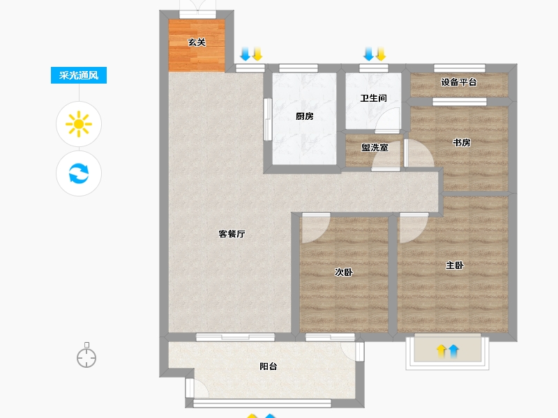 安徽省-宿州市-宿州吾悦广场-82.00-户型库-采光通风