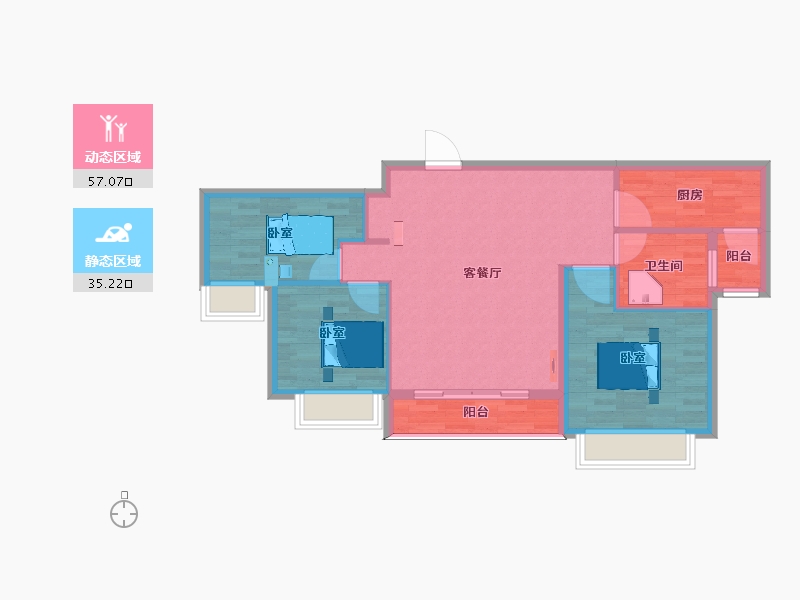 安徽省-安庆市-恒大珺睿府-83.81-户型库-动静分区