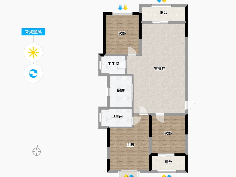 湖南省-长沙市-新月半岛-98.98-户型库-采光通风