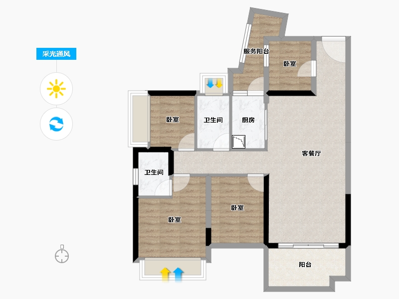 广东省-湛江市-硕基一品-89.78-户型库-采光通风