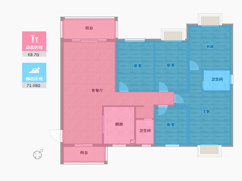 广西壮族自治区-贺州市-钟山县壹号商业广场-126.29-户型库-动静分区