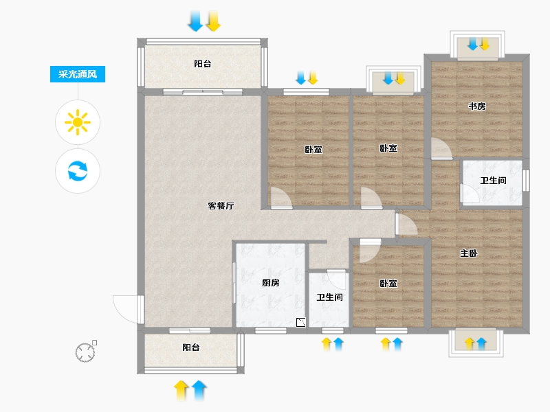 广西壮族自治区-贺州市-钟山县壹号商业广场-126.29-户型库-采光通风