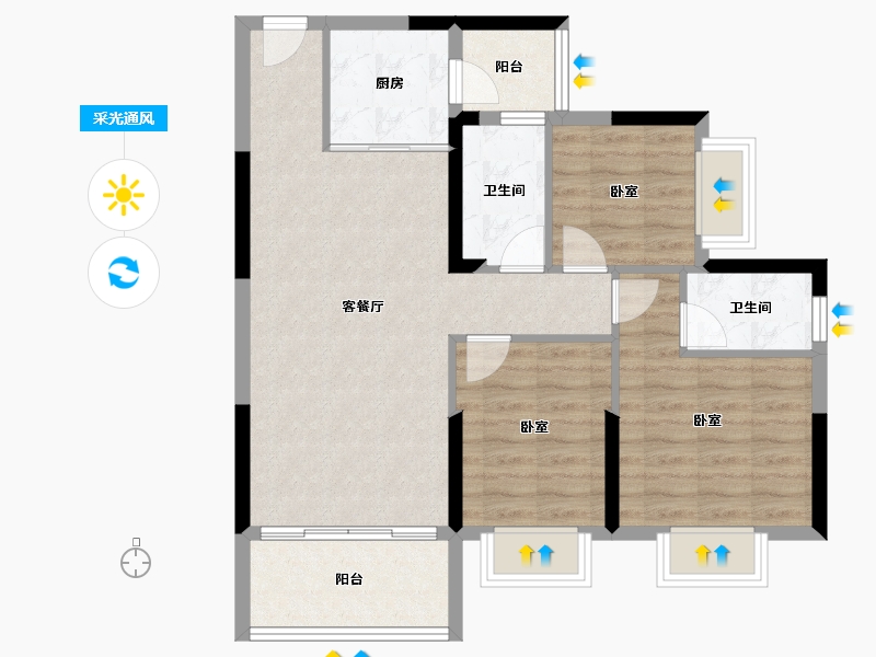 广东省-惠州市-好益康龙林上观-78.15-户型库-采光通风