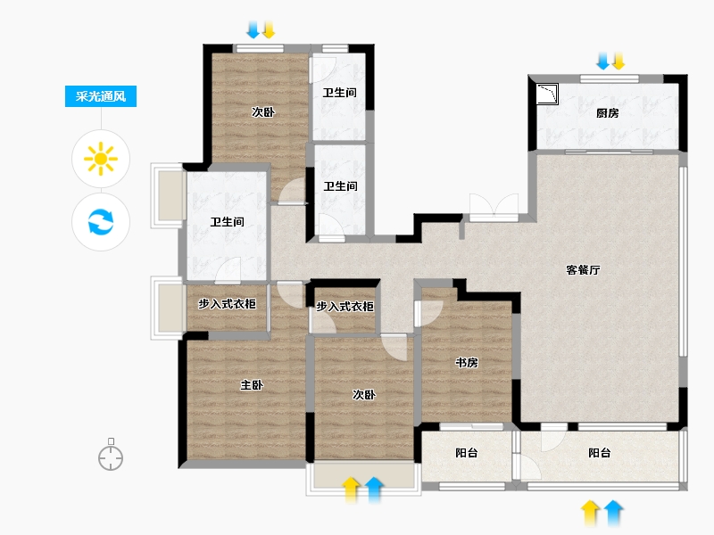 山东省-济南市-保利·和光山语-146.03-户型库-采光通风