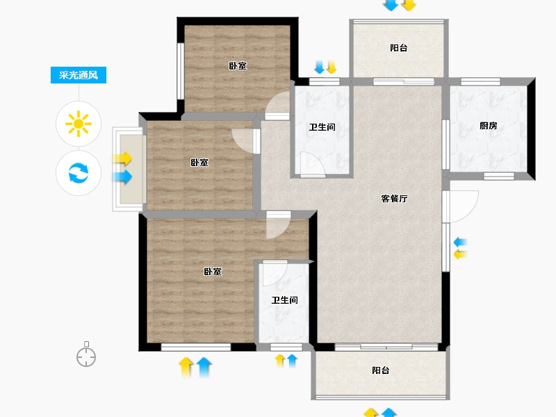 湖南省-长沙市-华韵城市海岸二期-96.54-户型库-采光通风