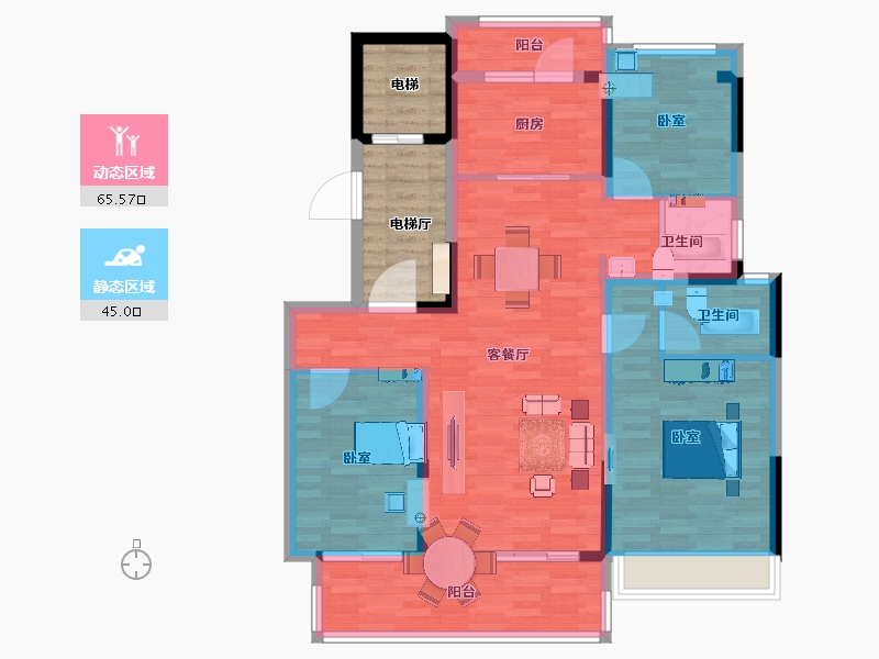 江苏省-镇江市-碧桂园·滨江华府-110.00-户型库-动静分区