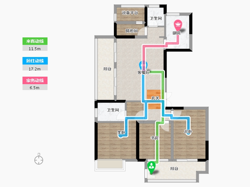 江苏省-常州市-牡丹水岸首府-100.00-户型库-动静线