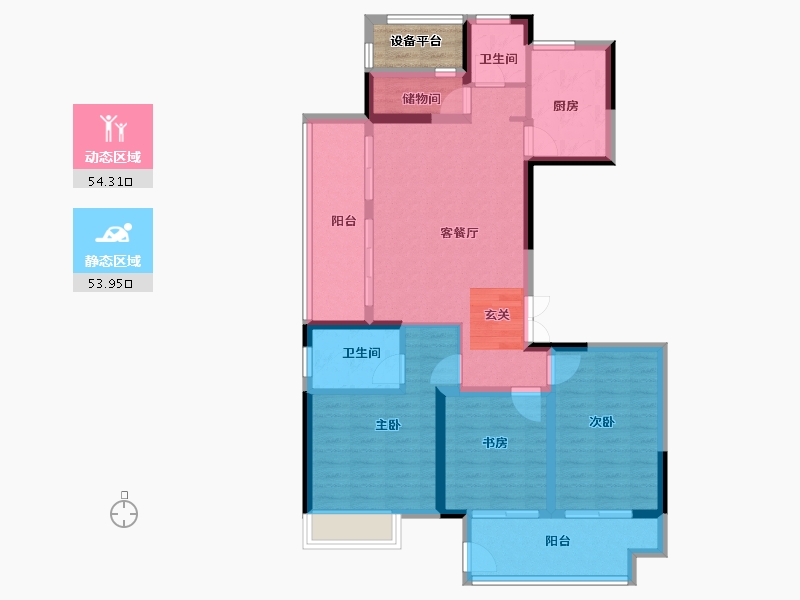 江苏省-常州市-牡丹水岸首府-100.00-户型库-动静分区