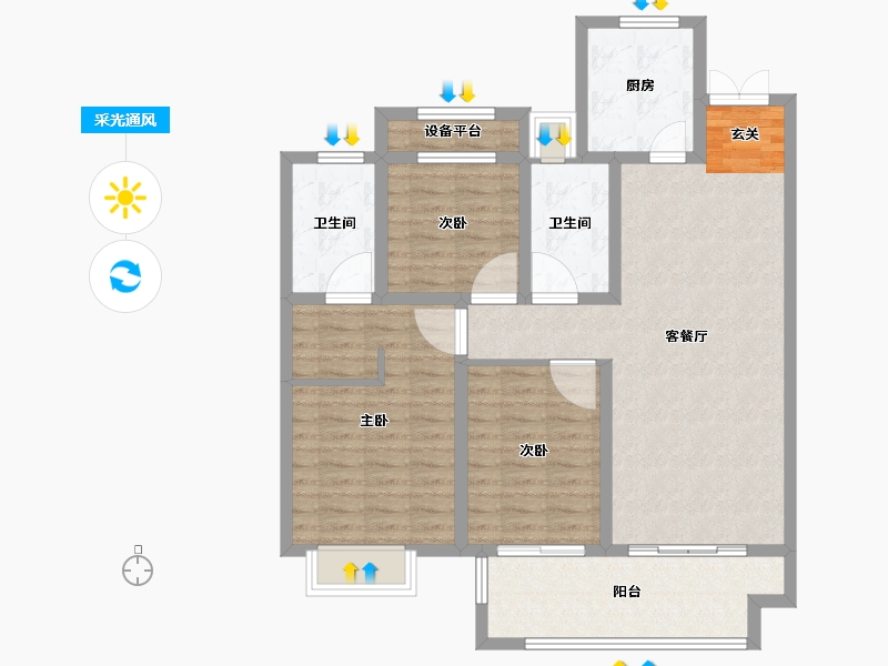 安徽省-宿州市-宿州吾悦广场-100.00-户型库-采光通风