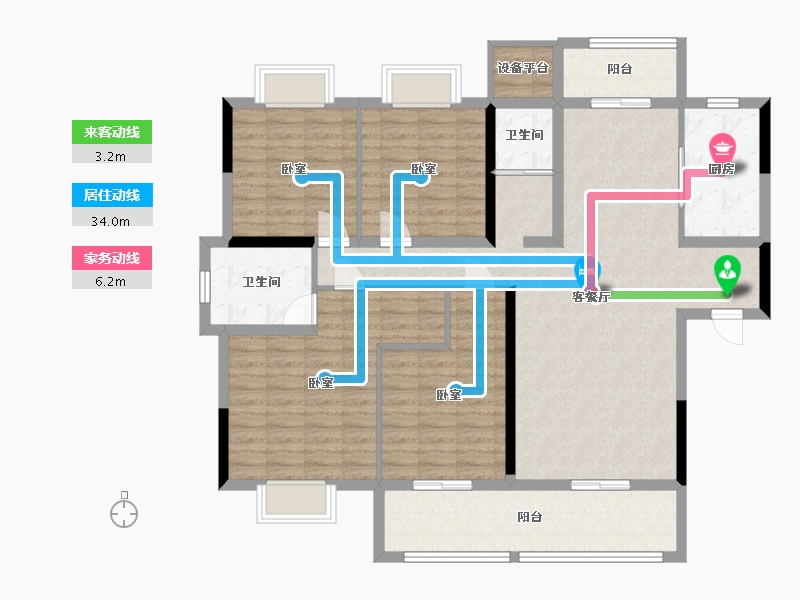 湖南省-株洲市-高科万丰上院湖韵-127.87-户型库-动静线