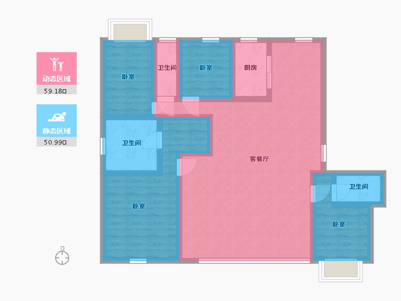 湖南省-株洲市-水木阳光里-96.92-户型库-动静分区