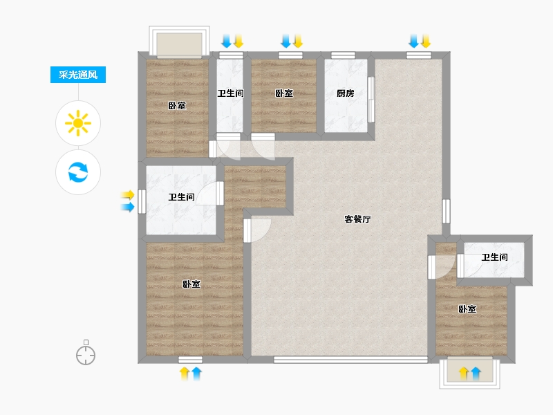 湖南省-株洲市-水木阳光里-96.92-户型库-采光通风