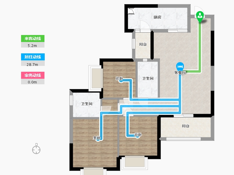 湖南省-长沙市-恒大上林苑住宅-86.76-户型库-动静线