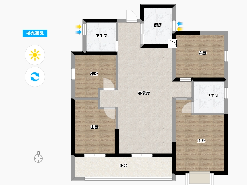 广东省-惠州市-惠阳恒大棕榈岛-97.00-户型库-采光通风