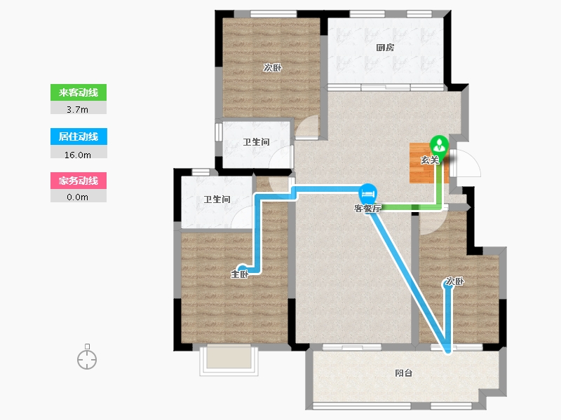 安徽省-宿州市-泗洲名城·观湖苑-107.74-户型库-动静线