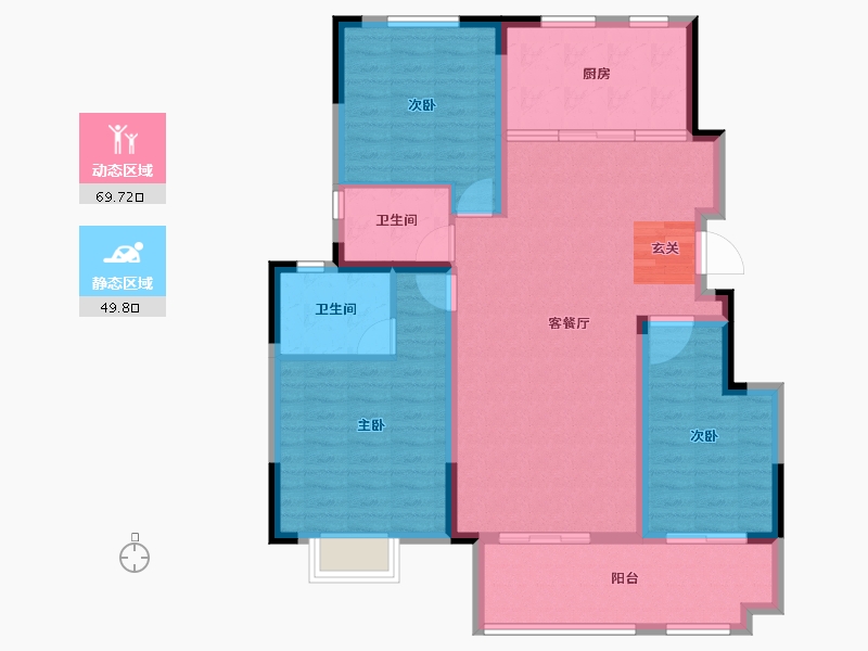 安徽省-宿州市-泗洲名城·观湖苑-107.74-户型库-动静分区