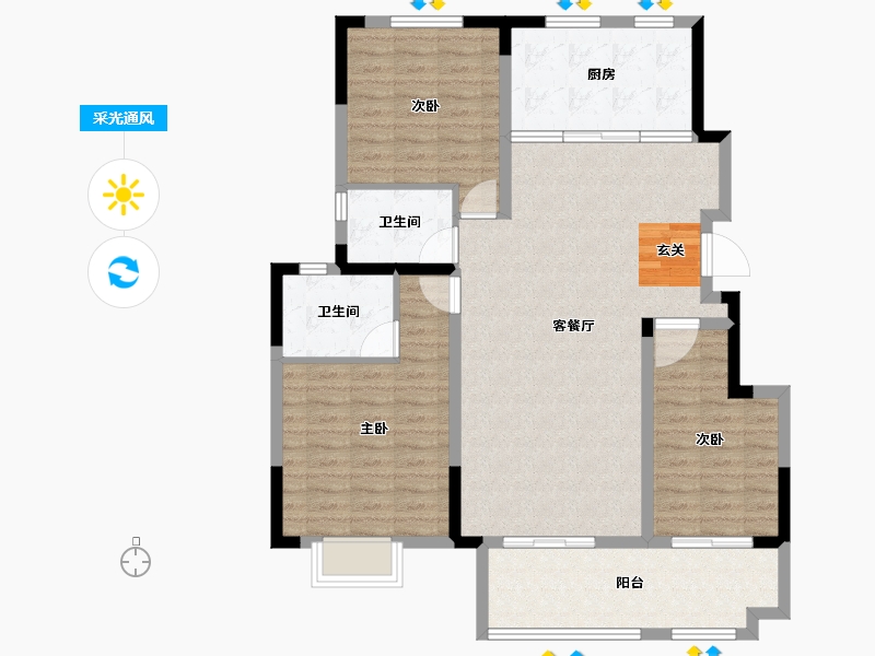 安徽省-宿州市-泗洲名城·观湖苑-107.74-户型库-采光通风