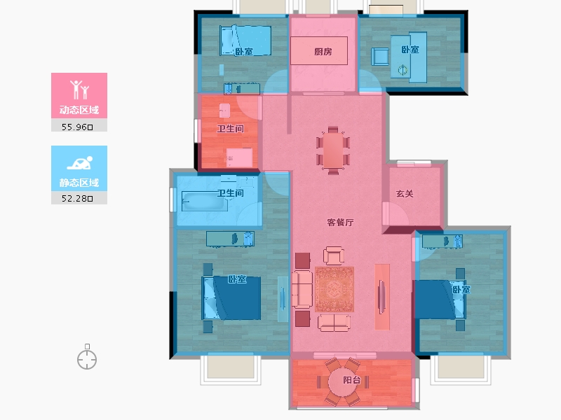 安徽省-安庆市-置地皖江府一期-97.74-户型库-动静分区