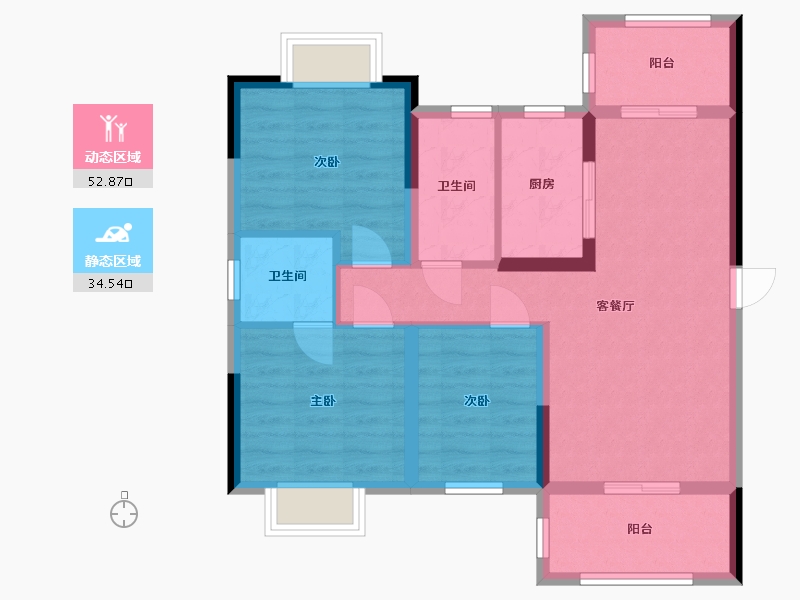 湖南省-长沙市-金鹰玖瓏山-77.45-户型库-动静分区