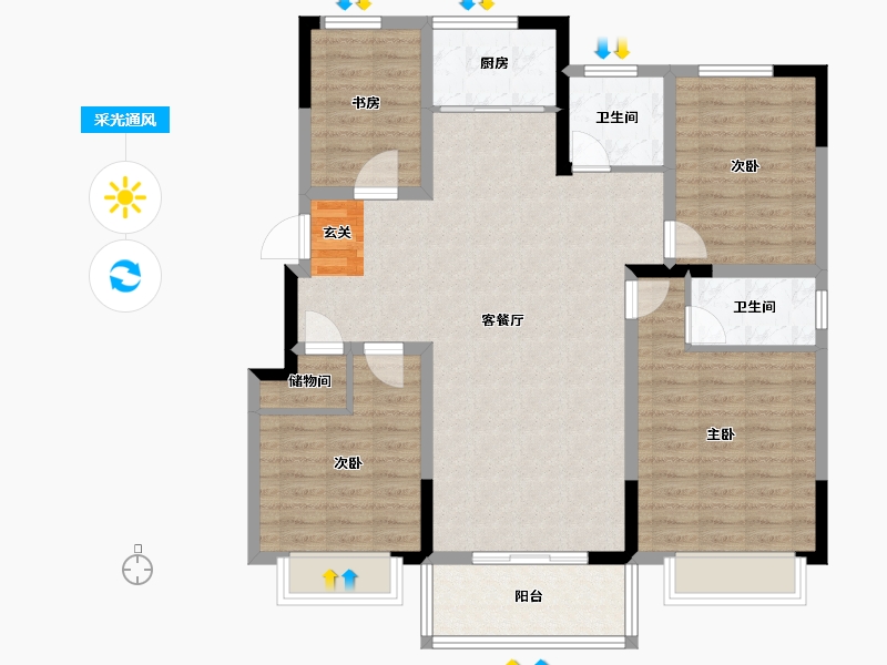 安徽省-宿州市-天鹅湾国际滨水社区-110.52-户型库-采光通风