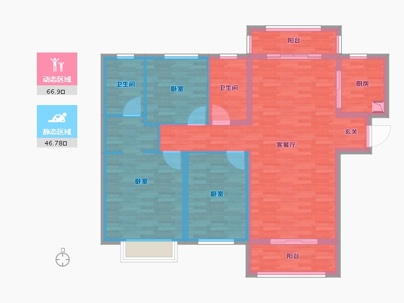 湖南省-长沙市-中海·熙湾-102.00-户型库-动静分区