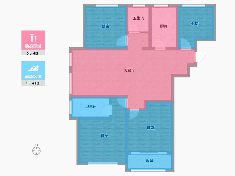 山东省-潍坊市-和扬晶立方-110.13-户型库-动静分区