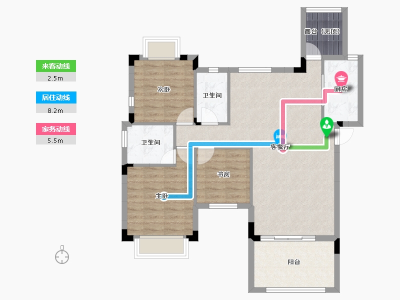 湖南省-长沙市-宁华星湖湾二期-86.58-户型库-动静线