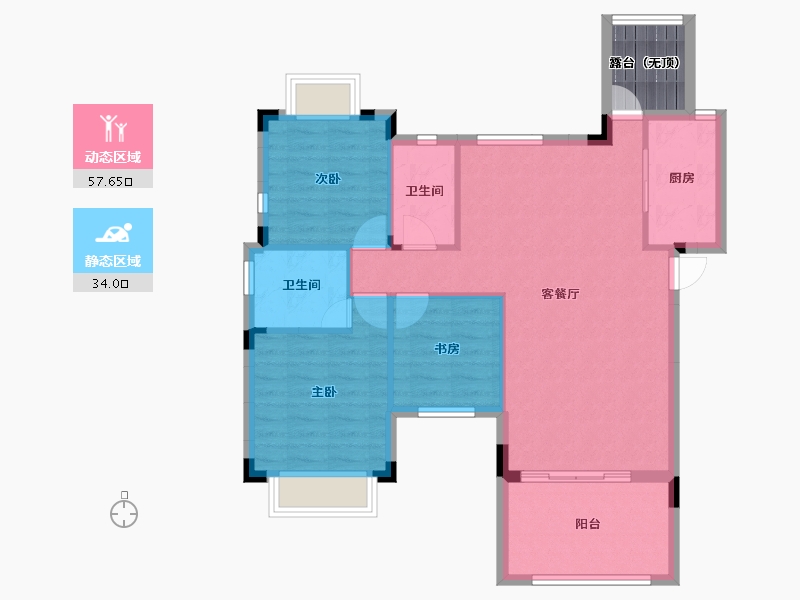 湖南省-长沙市-宁华星湖湾二期-86.58-户型库-动静分区