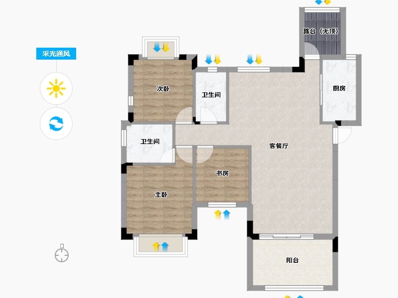 湖南省-长沙市-宁华星湖湾二期-86.58-户型库-采光通风