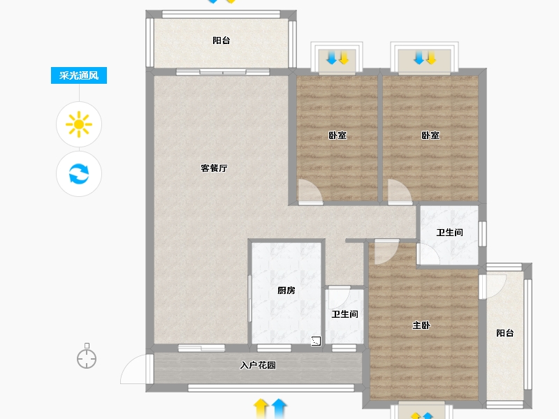 广西壮族自治区-贺州市-钟山县壹号商业广场-111.14-户型库-采光通风