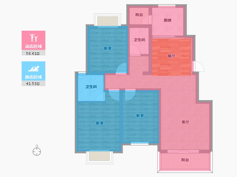 河南省-信阳市-西城公馆-86.59-户型库-动静分区