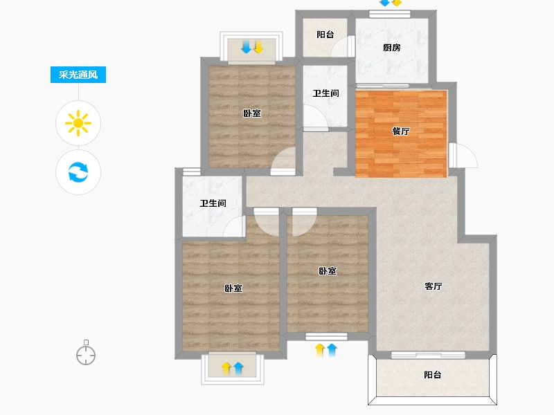 河南省-信阳市-西城公馆-86.59-户型库-采光通风