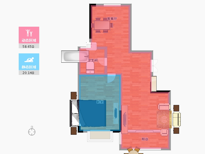 江苏省-镇江市-欣悦华庭-71.07-户型库-动静分区