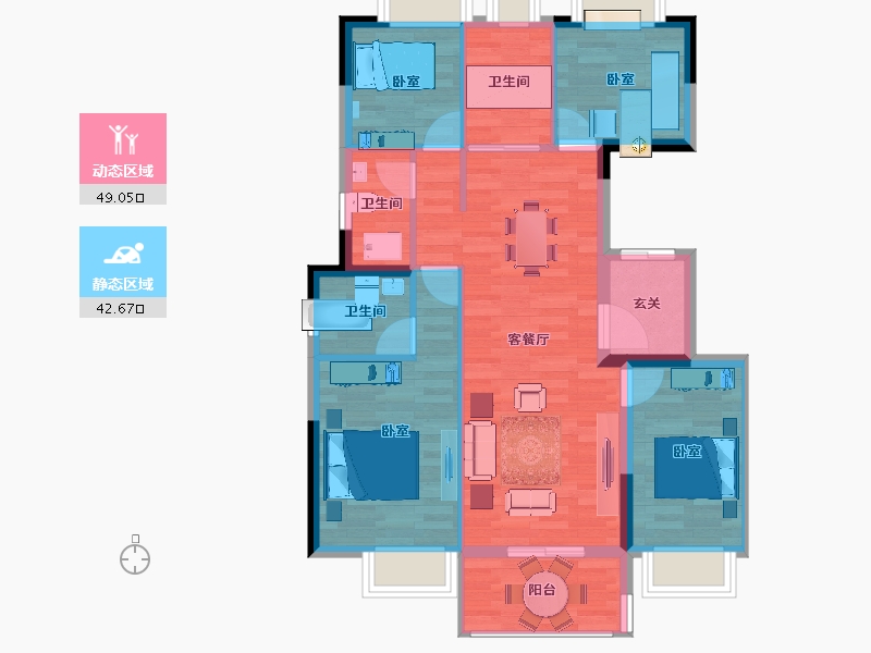 安徽省-安庆市-置地皖江府一期-82.50-户型库-动静分区