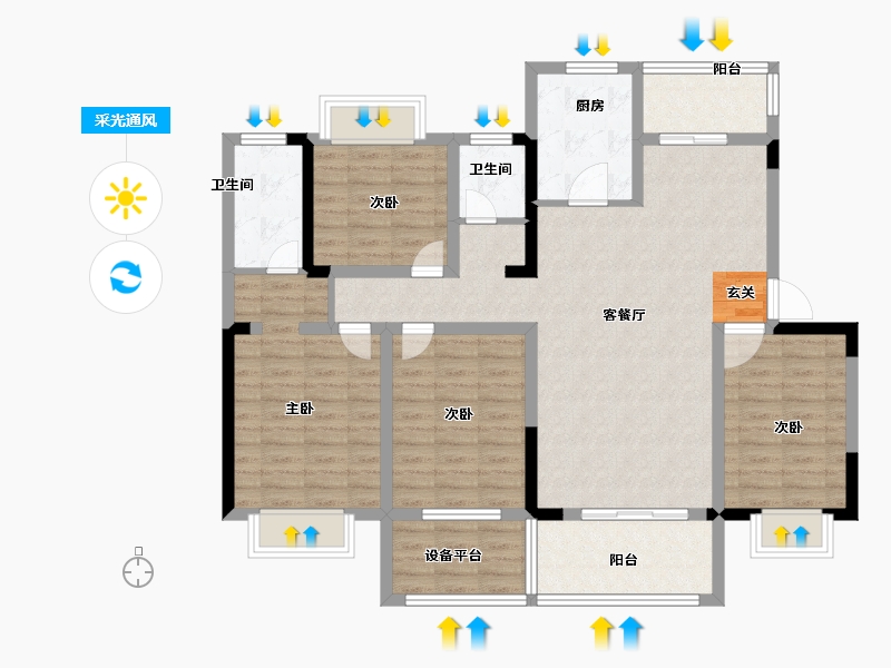 安徽省-宿州市-虹都府·文博苑-113.99-户型库-采光通风