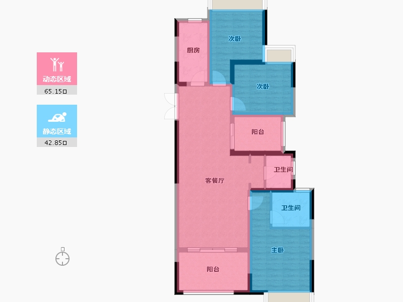 湖南省-湘潭市-湘潭万达广场（万达华府）-96.28-户型库-动静分区