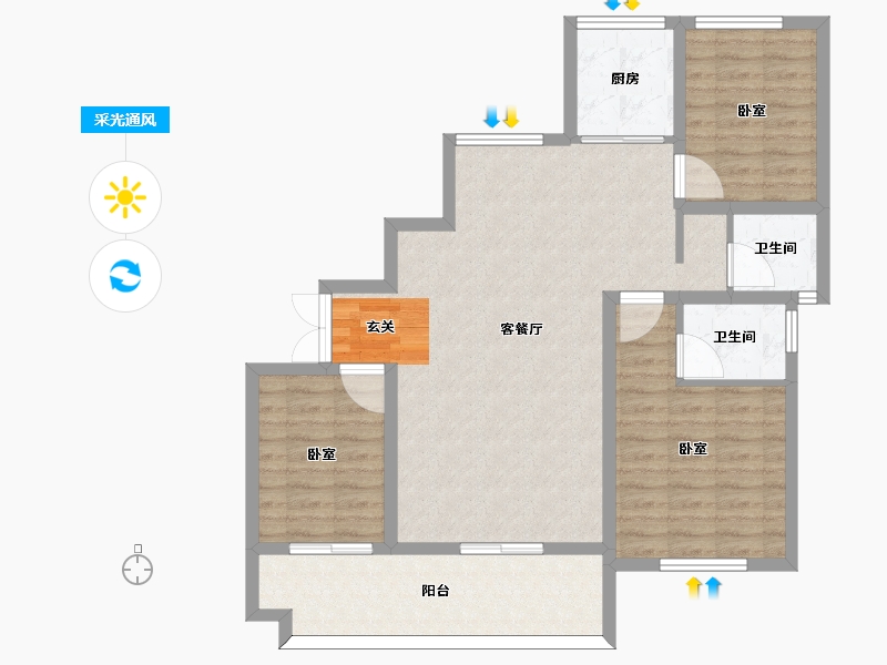 河南省-信阳市-如意府-96.00-户型库-采光通风