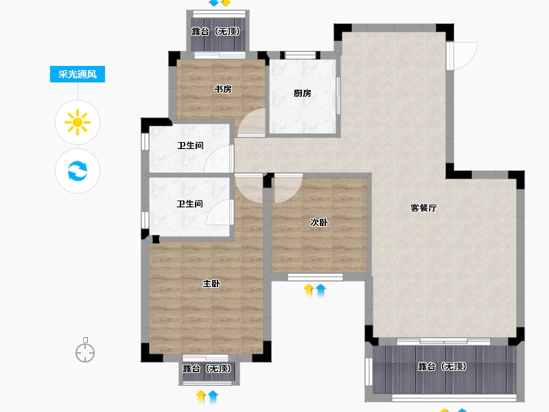 湖南省-长沙市-宁华星湖湾二期-98.99-户型库-采光通风