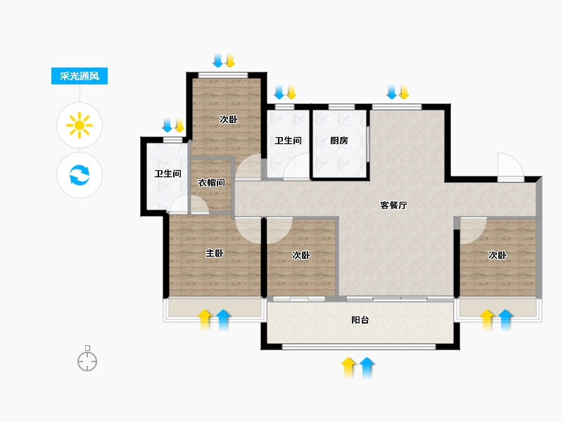 山东省-威海市-华发樱花湖-126.38-户型库-采光通风